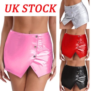 Womens Short Skirts PU Leather Bodycon Skirts Low Waist Miniskirt Shiny Clubwear - Picture 1 of 64