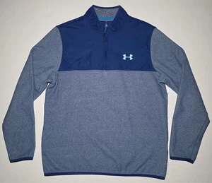 Under Armour Coldgear Mens Long Sleeve Blue 1/4 Zippered Pullover Size Large - Picture 1 of 9