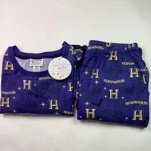 Harry Potter Hogwarts Women's 2-Piece Long Sleeve Pajama Sleepwear Set, Blue, M - Picture 1 of 13
