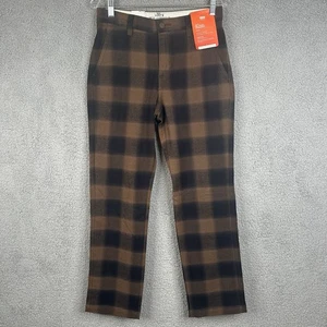 Levi’s Mens Pants Warm Tech XX Chino Straight Black Brown Buffalo Plaid Sz 28x32 - Picture 1 of 11