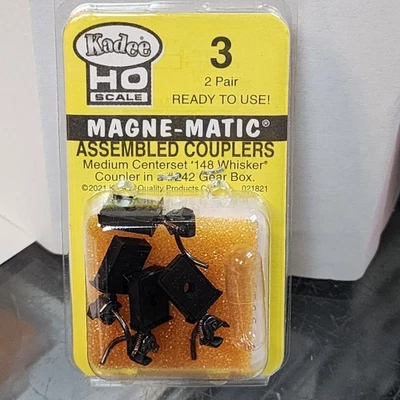 Kadee Quality #3 Assembled #148 Whisker Medium Centerset Metal Couplers 2 Pair - Image 1 of 3