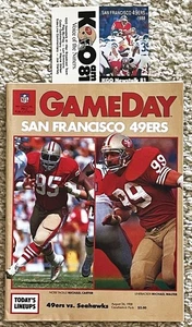 SAN FRANCISCO 49ERS-JOE MONTANA-1988 GAMEDAY PROGRAM+POCKET SCHEDULE-SEAHAWKS - Picture 1 of 2
