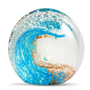 Hand Blown Glass Figurines Ball - Ocean Waves Decor - Picture 1 of 13