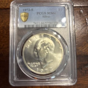 1972- S Eisenhower Silver Dollar PCGS MS66 - Picture 1 of 2