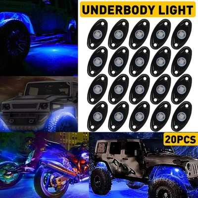 Blue 20Pod LED Light Fits Rock Off-Road ATV Jeep Truck UTV Wheel Underbody Light Foto 1 de 4