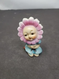 Rare Vintage Anthropomorphic Flower Face Figurine Kitsch 3" Japan - Picture 1 of 5