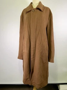 Vintage L.L. Bean Men’s Wool Overcoat Camel Brown Long Topcoat LG Tall Classic - Picture 1 of 13