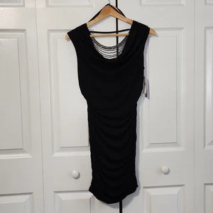 Sexy Vestido BCX Para Mujer Negro Capucha Cuello Acanalado Con Cuentas Talla Pequeña Noche Cóctel Nuevo con Etiquetas - Imagen 1 de 12