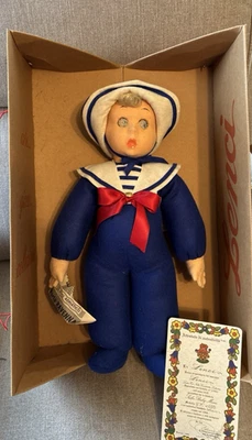 Marco bebé marinero de fieltro Lenci 1987 vintage #059 en caja original con certificado Foto 1 de 4