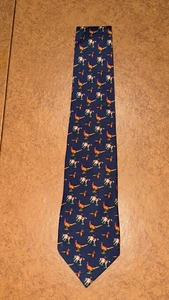 Vintage Polo Ralph Lauren Fasan Jagdhund 100 % Seide handgefertigte marineblaue Krawatte - Bild 1 von 9
