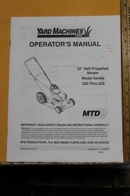 2000 Yard Machines MTD 22" Self Propelled Mower 520 Thru 530 Manual - Image 1 of 2