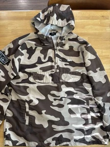 Men’s Camo Obey Skate Camo Quarter Zip Rain Jacket With Hood Size Medium - Picture 1 of 5