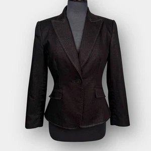 Tahari Arthur S Levine Petite Metallic Sparkle Black Lined Blazer Jacket 4P - Bild 1 von 8