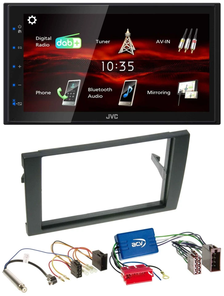 JVC USB Bluetooth MP3 DAB 2DIN Autoradio für Audi A4 B6 B7 01-08 Aktivsystem Min - Bild 1 von 4