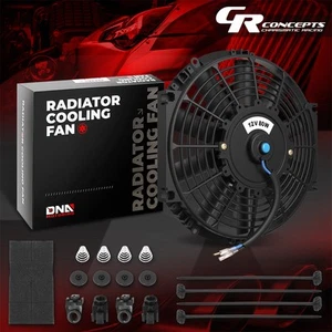UNIVERSAL SLIM 10" PULL/PUSH ELECTRIC RADIATOR COOLING FAN+MOUNTING KIT - BLACK - Bild 1 von 5