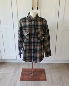 Camisa de Lana Ponderosa De Colección Para Hombres S Marrón Franela a Cuadros Cabaña Corea Granero Años 90 - Imagen 1 de 5
