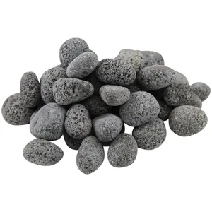 Landscape Lava Rocks Tumbled Black Pebbles Natural Gas Propane Fire Pit 20 Lbs - Picture 1 of 12