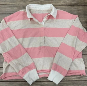 Maglia rugby Aerie XS rosa e beige a righe manica lunga - Foto 1 di 5