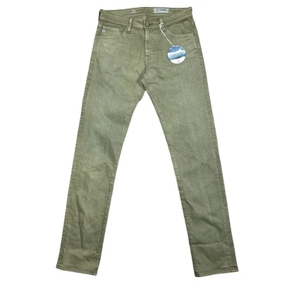 Pantalones de mezclilla Adriano Goldschmied The Tellis modernos ajustados verdes lavados para hombre 29x33 Foto 1 de 4