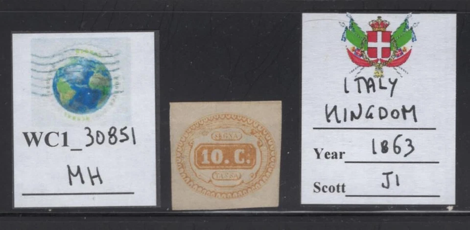 WC1_30851. ITALY KINGDOM. 1863 10c yellow postage due stamp. Sc.J1. MH. - Image 1 of 1