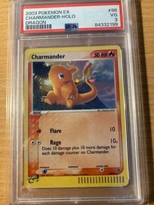 PSA 3 Pokemon Charmander Holo EX Dragon 2003 Secret Rare - Bild 1 von 2