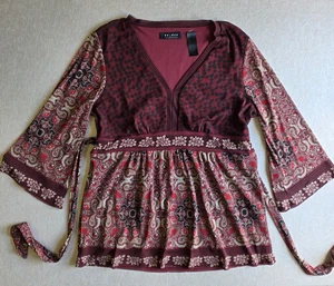 Vintage Y2K Axcess Babydoll Top Sz XL Paisley Mesh Fairy Grunge Whimsigoth Boho - Picture 1 of 17