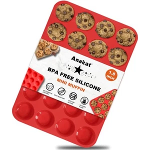 Silicone Muffin Pan - Mini 24 Cups Cupcake Tray, Non-Stick Silicone Baking Mo... - Picture 1 of 7