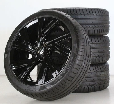 VW Golf 8 & GTI GTD GTE Sommerräder 18 Zoll Bergamo schw. Felgen 5H0601025AE - Bild 1 von 4