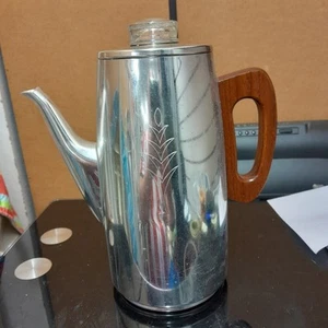 Vintage SONA J121 Coffee Pot Percolator Chrome Wood Handle 1970s - Picture 1 of 5