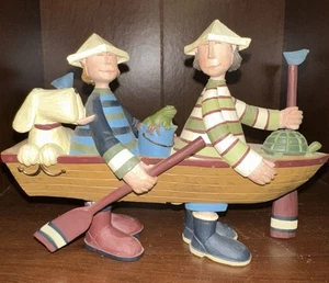 Williraye Studio "Due For The Lake" Figura Collezionismo Uomo Canoa Cane Tartaruga - Foto 1 di 5