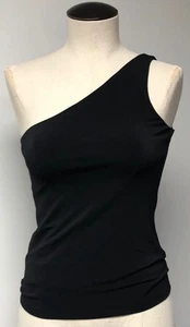CAMISETA SIN MANGAS HALSTON 1 HOMBRO NEGRA SEDOSA ELÁSTICA MEZCLA DE POLIÉSTER TOTALMENTE FORRADA TALLA S - Imagen 1 de 8