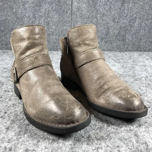 Stivaletti Born Boots donna taglia 7,5 M pelle tortora stivaletti moto fibbia zip laterale - Foto 1 di 15