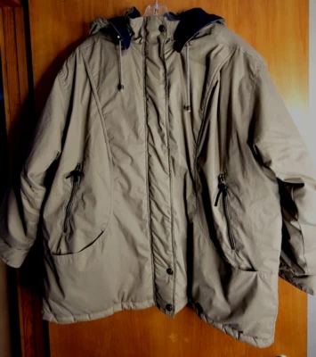 Basic Editions Men's 2X Brown Lined Full Zip Jacket Hooded Parka Coat EUC - Image 1 of 4