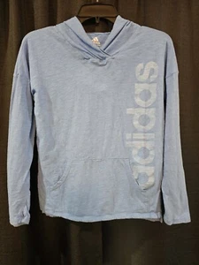 Adidas Girls Youth Large (14) Athletic Blue Top Hoodie Long Sleeve 100% Cotton!! - Picture 1 of 3