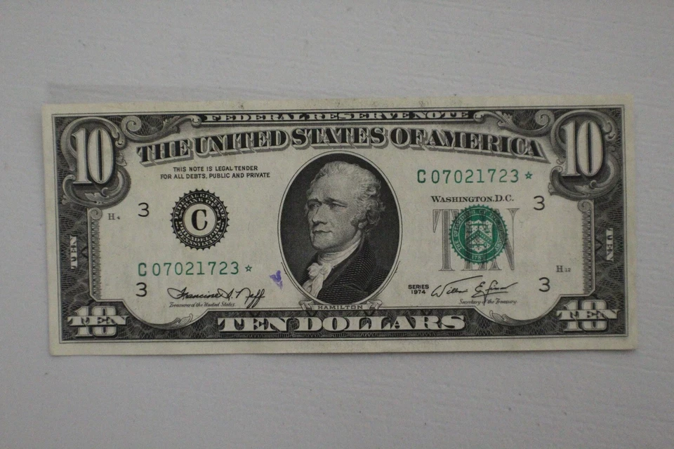 1974 $10 Federal Reserve Star Note AU / CU Philadelphia  - Image 1 of 4