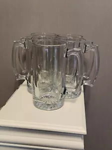 Extra Large Beer Mugs Heavy Clear 7" Tall Glass 24oz Set of 5 - Picture 1 of 3