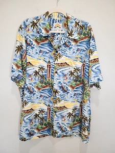 Pineapple Juice Shirt Men L Short Sleeve Relaxed Fit Hawaiian Cotton Button Up - Bild 1 von 6