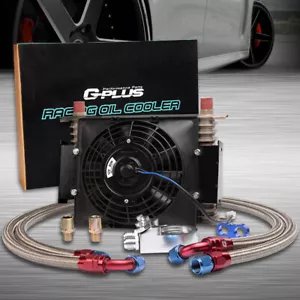 Universal 15 Row 10AN Aluminum Transmission Engine Oil Cooler+ 7" Electric Fan - Imagen 1 de 9