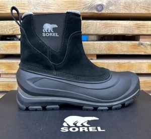 Sorel Men's Buxton Pull On Black Waterproof Suede Winter Boots New in Box - Picture 1 of 7