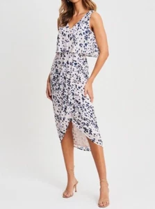 Chancery Formal Dress Size 14 Larissa Midi Evening Wedding Party Races Pink Navy - Picture 1 of 21