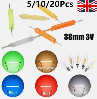 5-20 Pcs Edison Bulb Home Lighting 3V 38mm LED Filament Lamp Light Indicator UK - Image 1 of 4