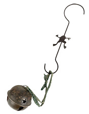 VTG Antique Bell Rustic Folk Art Metal Frog Hook Primitive Hanging Country Chime