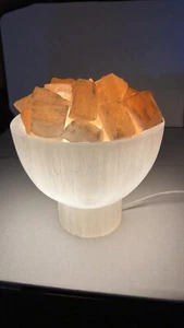 XL " Selenite Lamp Fire Bowl Natural Crystal with light | Large Selenite Lamp - Picture 1 of 8