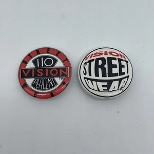 Vintage 1980’s Vision Street Wear Lapel Pins Buttons 110% Prozent Skateboard - Bild 1 von 4