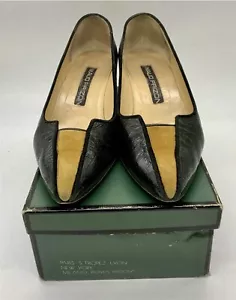 Scarpe décolleté vintage Maud Frizon nere in pelle di coccodrillo scamosciata con tacco misura 9,5 - Foto 1 di 7