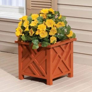 Terra Cotta Colored Chippendale-Style Lattice Pattern Garden Planter - Picture 1 of 5