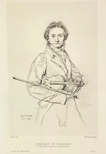 Paganini, Nicolò. (1782–1840): Gravure Portrait Print after Ingres - Picture 1 of 2