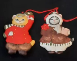 VINTAGE 1985 KITTY CUCUMBER & B.J. BUSTER CHRISTMAS ORNAMENTS SET OF 2 - Picture 1 of 6