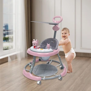 Baby Walker Folding Toddler Pink Adjustable Padded Kids Toy Sit to Stand - Picture 1 of 20