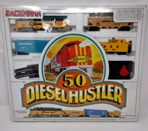 1980s Sealed/Complete BACHMANN 50 DIESEL HUSTLER TRAIN SET HO SCALE New in Box - Picture 1 of 5
